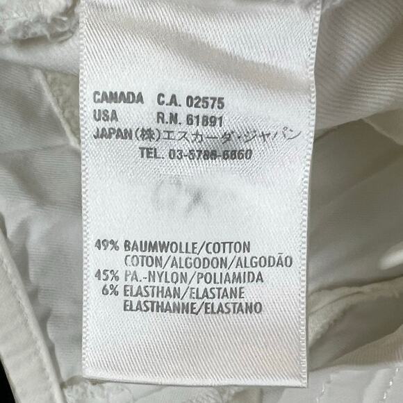 Escada Sport Trouser Pants L White Cotton Blend Straight Nautical Preppy Classic - Picture 12 of 14